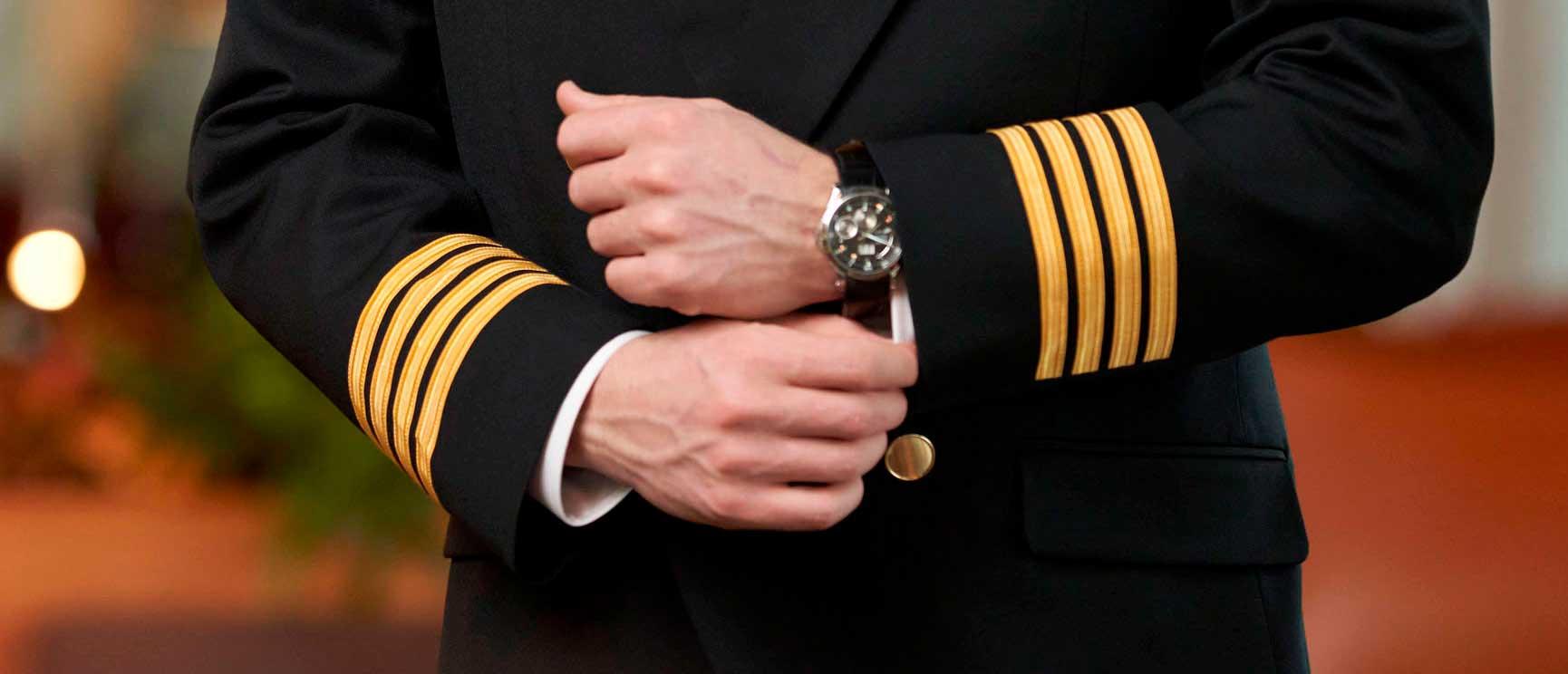 Ranking stripes on the sleeves of the pilot uniform jacket