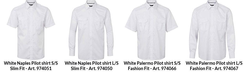 4 Pilot shirts from Olino made of 100% Cotton Twill