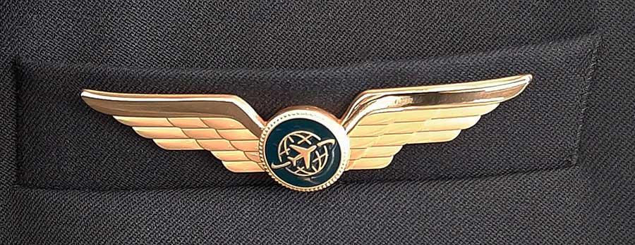 Pilot wing with butterfly clasp placed on jacket