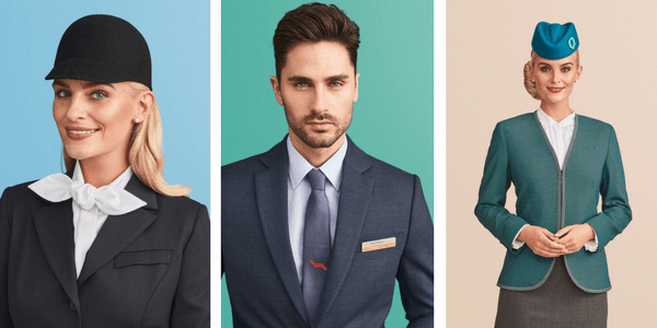 Fabrics for airline uniform garments for both men and women